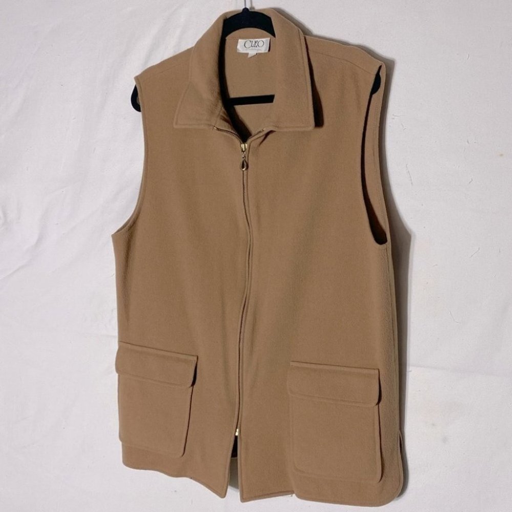 Cleo Tan Zip Front Vest L Gorpcore Granola Girl Minimalism Grannycore Boho